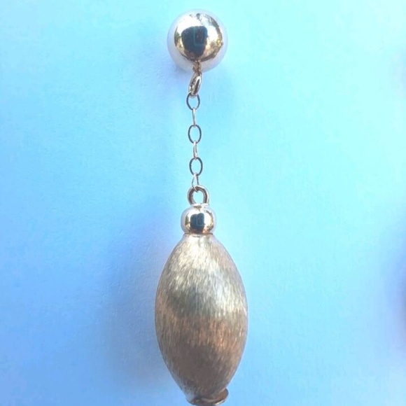 Vintage 14k Gold Brushed Satin Dangle Drop Chain Earrings - Picture 5 of 5